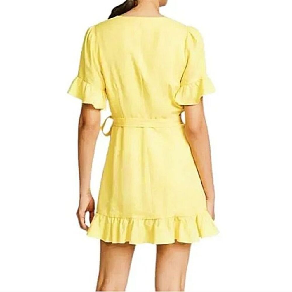 Line & Dot Yellow Ruffle Wrap Dress - Picture 4 of 9